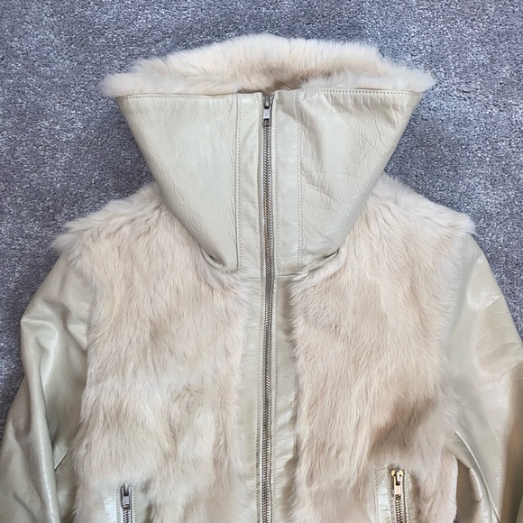 SOLD❣️MACKAGE JACKET Leather & Fur Ivory White - Picture 11 of 14